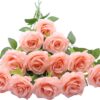 Artificial Rose Flower Dusty Rose Flower Silk Flowers 12 pcs with Long Stem Silk Roses Bouquet for Wedding Bridal Shower Party Home Decoration