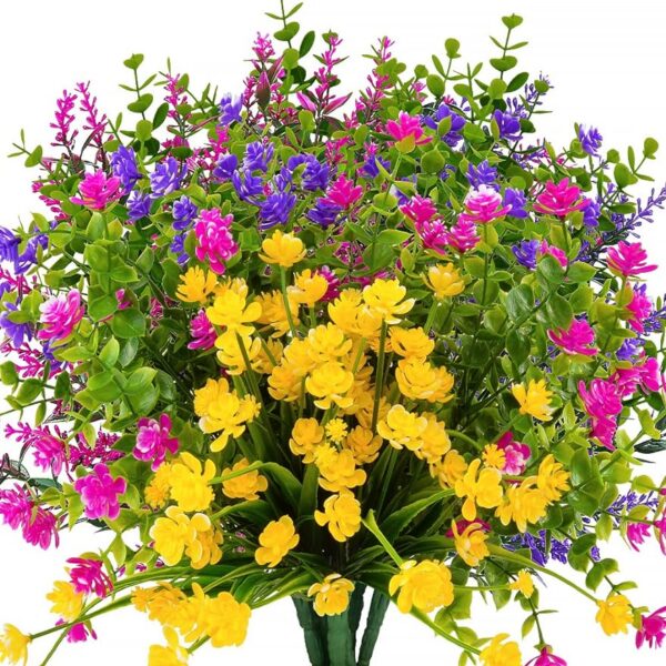 a9e6665a047b70c5 12 Bundles Outdoor Artificial Fake Flowers UV Resistant No Fade Boxwood Faux Plastic Shrubs Plants for Garden Patio Porch Window Box Home Wedding Farmhouse Hanging Décor
