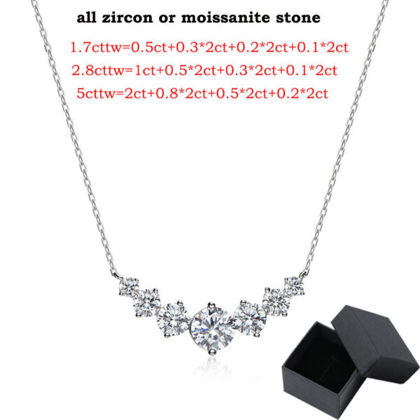 Smyoue 1.7-5CTTW All Moissanite Necklace for Women Smile Princesses Sparkling Diamond Pendant S Sterling Sier Plated PT950