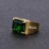 a9ff6972b6a2466a HOYON Popular Emerald Men's Jewelry Retro Style Square Ethnic Rings 14k Gold Color Open Green Diamond Ring for Gift box