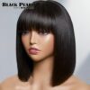 Short With Bangs Straight Wigs Brazilian Human Hair Remy Full hine Made for Women Glueless Bob Wig