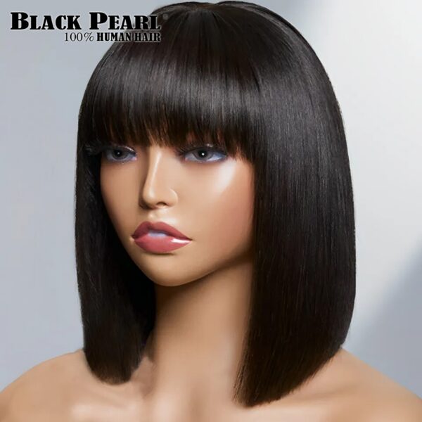 Short With Bangs Straight Wigs Brazilian Human Hair Remy Full hine Made for Women Glueless Bob Wig