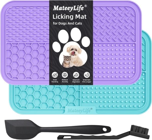 MateeyLife 3PCS Lick Mat for Dogs and Cats with Suction Cups, Dog Lick Mat for Anxiety Relief, Dog Toys to Keep Them Busy, Dog Enrichment Toys for Bathing, Cat Peanut Butter Lick Pad for Boredom