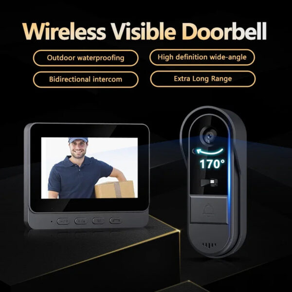 Tuya Wireless Intercom Doorbell Night HD Vision 4.3in IPS Screen Waterproof Doorbell Camera Smart Home Security Video By Bell