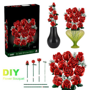 Bouquet of Roses Compatible Construction Artificial wers Building Blocks Toys Bricks Birthday Gift Home Decor