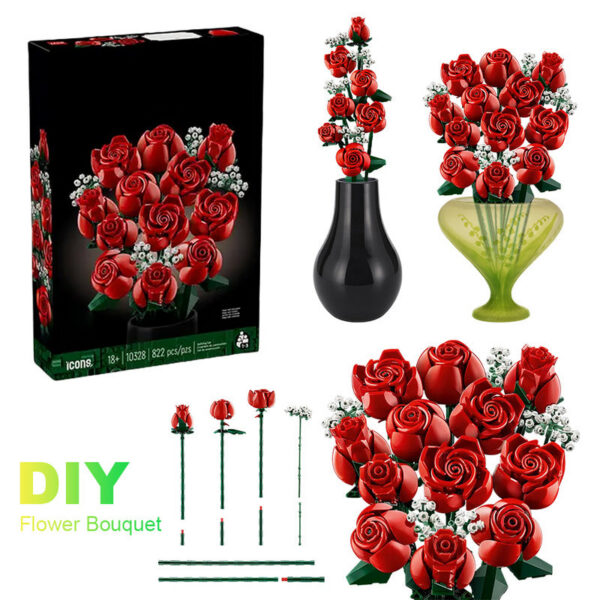 aa105d4f172a15ba Bouquet of Roses Compatible Construction Artificial wers Building Blocks Toys Bricks Birthday Gift Home Decor