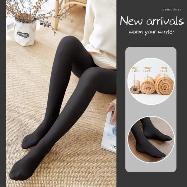 aa165e7c5a58f1fa Women Socks Winter Sexy Thermal Pantyhose Fleece Tights Ladies Translucent Fake Stockings Warm Leggings Panty
