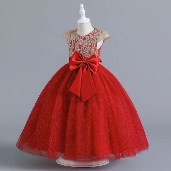 aa1cdee4dde603da Christmas For Girls Children Costume Bow Kids Wedding Party Dresses Pageant Formal Evening Host piano performance Dress