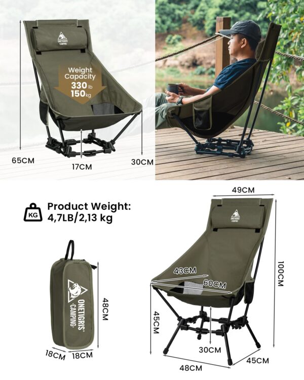 aa31b0148009c2d2 OneTigris Portable Camping Chairs Outdoor High Back Chair For Fishing Trekking BBQ Parties Gardening Indoor Use