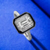 S Sterling Sier Light Style Fashion White Diamond Black Edge Cut Boutique Party Jewelry Ring Versatile