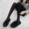 Women Socks Leggings Pantyhose Fleece Woman Spring And Autum Solid Color Thickened Complexioned Simple Commute Worn Outside Thin Fluffy