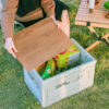Camping storage trunk organizer, picnic camping box, car folding outdoor bench and chopping board
