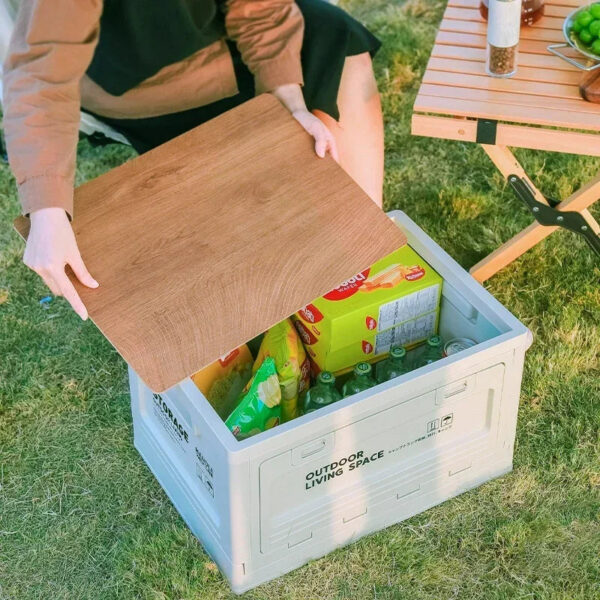 Camping storage trunk organizer, picnic camping box, car folding outdoor bench and chopping board