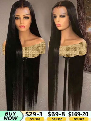 34 Inch Bone Straight 13x4 Front Wigs For Women Brazilian 360 Transparent Human Hair Lace Frontal Wig PrePlucked