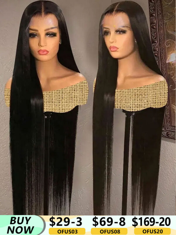 aa5aa04862cca179 34 Inch Bone Straight 13x4 Front Wigs For Women Brazilian 360 Transparent Human Hair Lace Frontal Wig PrePlucked