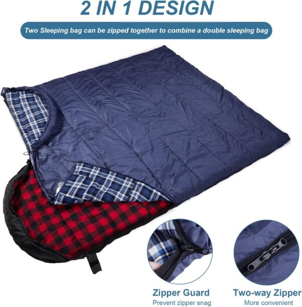 AGEMORE Cotton Flannel Sleeping Bag for Adults, Lightweight XXL Cotton Sleeping Bag for Camping Backpacking or Hiking, Water Resistant 3-4 Season Sleeping bag for Warm & Cool Weather
