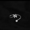 Fashion Sterling Sier 26 Letter Sparkling Diamond Zircon Open Index Finger Your Name Ring Birthday Party Jewelry