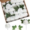 aa7d518e21f4ebe6 Artificial Flower Foam Purple Rose 50pcs Real Looking Fake Rose with Stems Leaves for Home Decoration Party Garden Centerpieces DIY Wedding Bouquets(Purple)