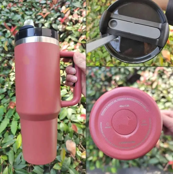 New Neon White Pink Yellow Green With 1:1 QUENCHERH2.0 40oz Stainless Steel Tumblers Cups with Silicone handle Lid And Straw Travel Car mugs Water Bottles 0408