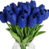 IPOPU 12PCS Pink Tulips Artificial Flowers for Decoration Fake Tulips Real Touch Fake Pink Flowers Artificial Floral Arrangements Pink Faux Tulips Decor Table Home Kitchen Wedding Decorations (Pink)