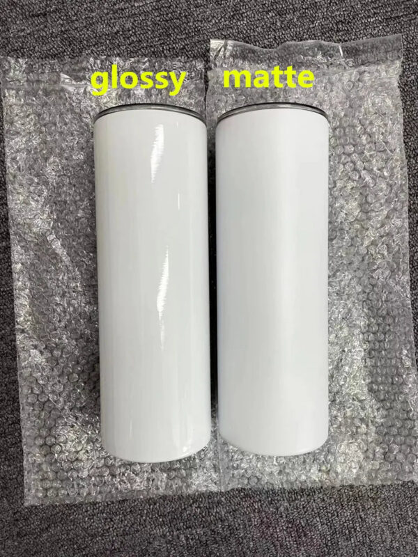 20oz Sublimation Straight Tumblers blank glossy matte glitter white sier Skinny tumbler with lid straw rubber bottom Stainless steel vacuum insulated coffee cup