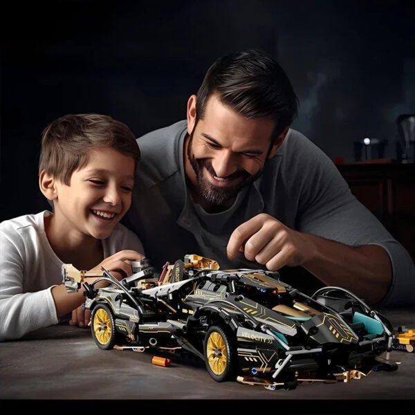aae447ffc7935951 2024 Black V12 RC Tech Racer 1:14DIY Roadster building block assembly Block car toy birthday gift (1280 granule)