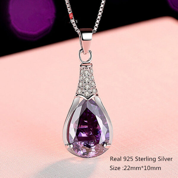 aaf4f23962dd67ec Buyee Sterling Sier Pendant Natural Amethyst Stone Necklace for Woman Girl Wedding Fine Jewelry Chain