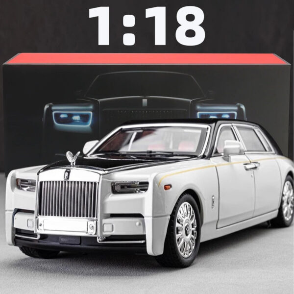 1:18 Rolls-Royce Phantom Car, Zinc Alloy Pull Back Diecast Car with Sound and Light, Realistic Modeg Model Toy