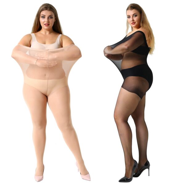 aaf75d05a4b8de95 MANZI Women's 2 Pairs Plus Size Control Top Tights Ultra-Soft Panty Hose