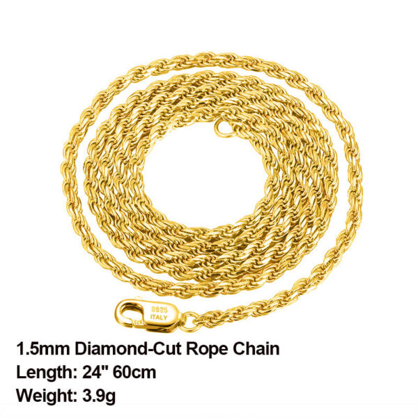 Effie Queen Italian 1.2mm1.5mm 1.7mm Diamond-Cut Rope Chain Necklace 40cm-60cm 100% Sier Woman Man Jewelry Gift DSC29