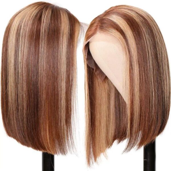 ab055d6d26baac00 Highlight Pre Plucked Short Straight Bob Lace Front Human Hair Wigs Piano Cheap Wig On Clearance Seal