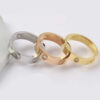 Original Engrave4 5 6mm Diamond Love Ring Gold Sier Rose 316L Stainless Steel Rings Woman Man Lover Wedding Jewelry Lady Party 6 7 8 9 10 11