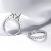 Smyoue Plated 0.6-4.2CT All Moissanite Rings for Women Sparkly Wedding Diamond Band Sterling Sier Jewelry GRA