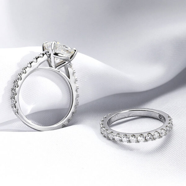 Smyoue Plated 0.6-4.2CT All Moissanite Rings for Women Sparkly Wedding Diamond Band Sterling Sier Jewelry GRA