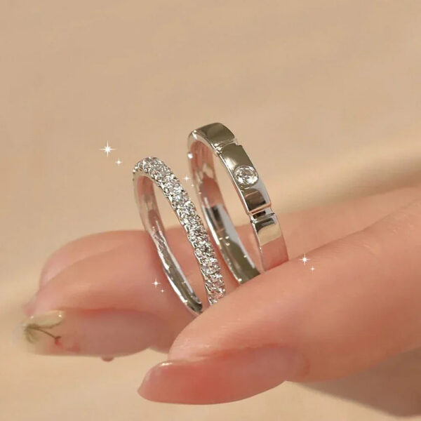 ab0f6cc9bc7c51a5 3mm/1.5mm Full Moissanite Diamond Couple Rings Set Sterling Sier Promise Propose Ring Wedding eternity Band for Women Men
