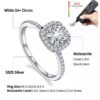 Real Moissanite Sterling Sier Ring For Women Square Round 1CT 2CT 3CT Brilliant Diamond Finger Band Wedding Jewelry Gift