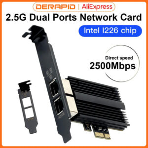 2500Mbps Pcie To RJ45 Intel I226 2.5G Gigabit Ethernet Dual Ports 100/1000/2500Mbps Network Card For Desktop