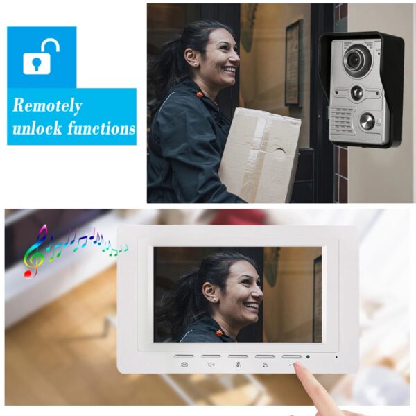 ab3a9b41ff9bd204 7 inch Wired Video Doorbell Indoor Monitor IR-CUT Outdoor Camera Visual Intercom Two-way Audio Remote Unlock Video Door Phone
