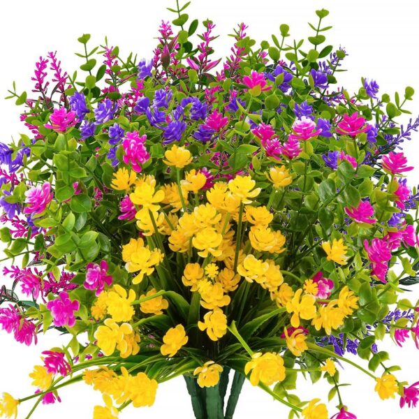 ab3b423a300f504e 12 Bundles Outdoor Artificial Fake Flowers UV Resistant No Fade Boxwood Faux Plastic Shrubs Plants for Garden Patio Porch Window Box Home Wedding Farmhouse Hanging Décor
