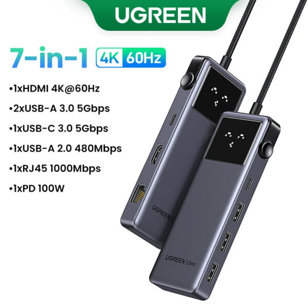 ab3fd23e40e04ee0 UGREEN Uno USB C HUB 6-in-1 4K60Hz PD100W 10Gbps USB3.2 Splitter Adapter for Laptop Macbook Pro Air USB Expander Docking Station