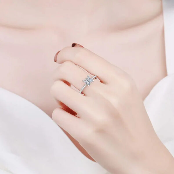 ab4fca6c4948708e NeeTim 1ct 2ct Princess Moissanite Engagement Ring for Women D VVS1 Dia Proposal Bridal Rings Sterg Sier Wedding Band