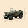 RC 1:10 Military Truck 2.4G 4WD Electric Drive Off-Road Remote Control Car Simulated Vehicle Model Toy for Kid christmas