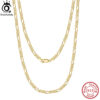 ab59dbff6b0db970 ORSA JEWELS Handmade Italian 3.3mm Diamond-Cut Figaro Chain Necklace Gold over Sterling Sier Men Woman Jewelry SC34