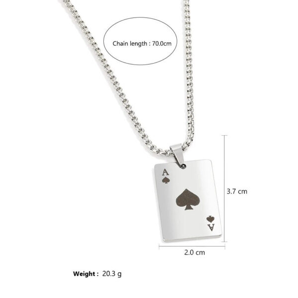 ab6ee08725bb2a6b 2Piece Set Hip Hop Statement Stainless Steel Poker Card Ace of Spades Necklace For Women Men Pendant Chain Playing Cards Jewelry