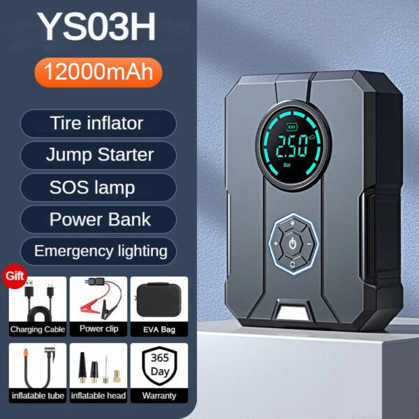 ab8d232e22417dca 6 In 1 Car Jump Starter Pump Portable Air Compressor Power Bank Cars Battery Starters Starting Auto Tyre Iator