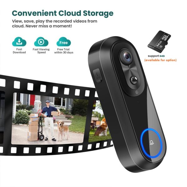 abc14a95e2f3cc71 5G 2.4G WiFi Video Doorbell 1080P Wireless Bell Tuya APP Smart Intercom Camera IP65 Waterproof Ring Bell with 7000mAh Battery