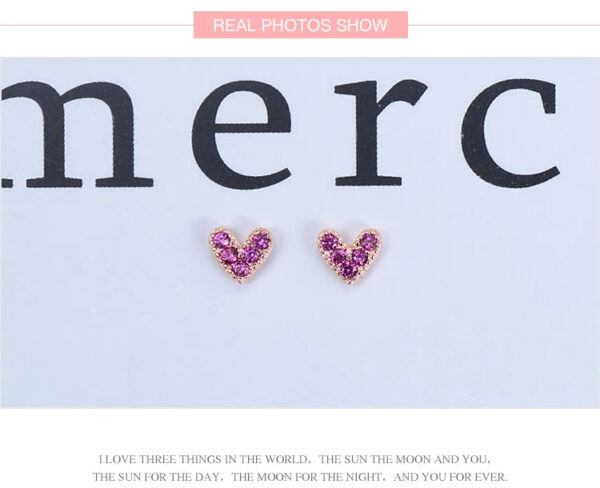 abc36423945e0ded Modian Genuine 925 Sterling Silver Hearts Fashion Rose Gold Color Pink CZ Simple Stud Earrings For Women Sterling Silver Jewelry