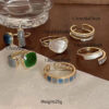 abd63bdc659808f2 6 Piece Set Irregular Open Moonstone Heart Finger Rings For Women Girls Kpop Sweet Cool Trendy Aesthetic Jewelry Gifts