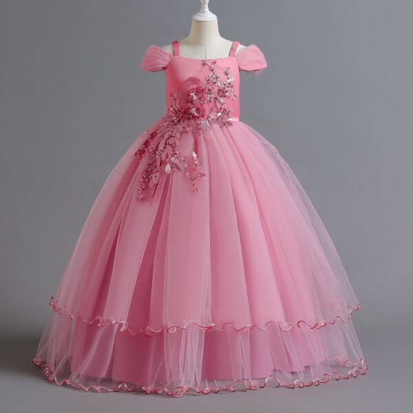 ac1bdb20740467bb Teen Girl Bridesmaid Dresses for Wedding 12 to 14 Yrs Formal Evening Prom Long Gown Flower Elegant Birthday Party Princess Dress