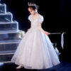 Girl’s Puffed yarn Princess long Super fairy Children Pageant Gown Sequin Kids Dresses For Party Wedding Girls Dress